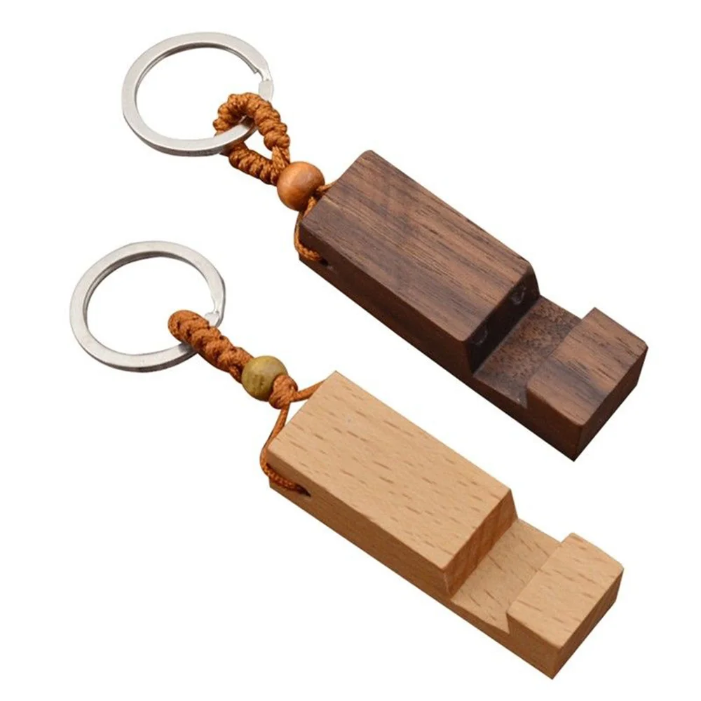 

Tailai 2022 OEM Simple Elegant Fashionable 2 in 1 Customize Wooden Key Chain Mini Phone Holder Keychain Ring