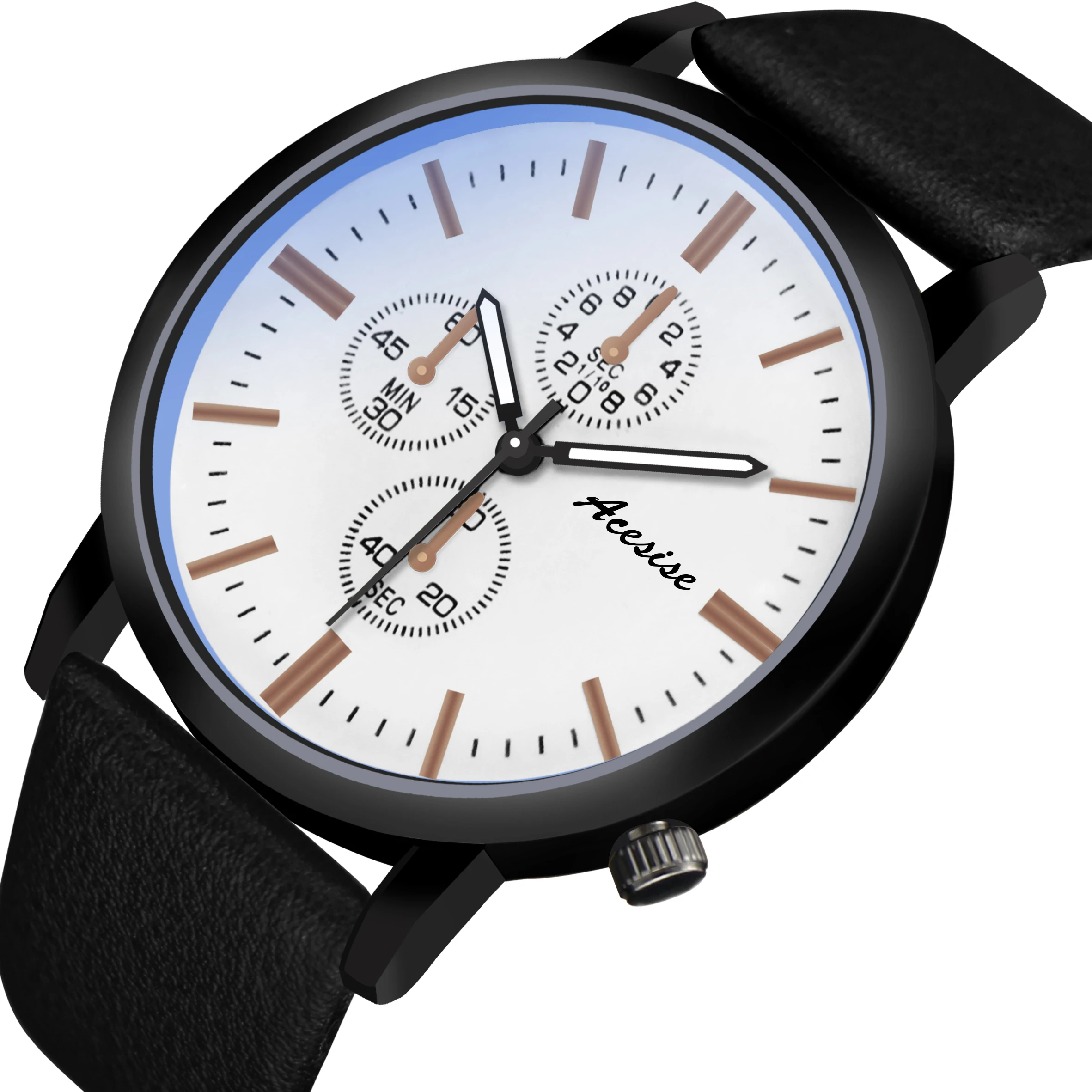 

New Design Waterproof Leather Custom Male Watch Luxury Band Strap Stainless Steel Wrist Watch