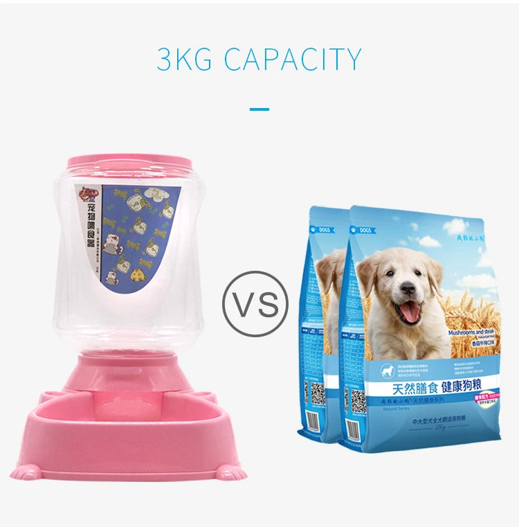 

Creative Barrel Automatic Dog Cat Puppy Automatic Pet Self Food Water Feeding Feeder Dish Bowl pet Supplies, Pink/blue