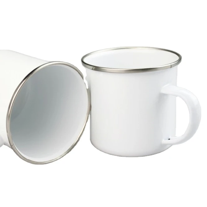 

White Sublimation 11oz Porcelain Enamel Mug Blank Coffee Mug Sublimation Printing Metal Mugs Supplier