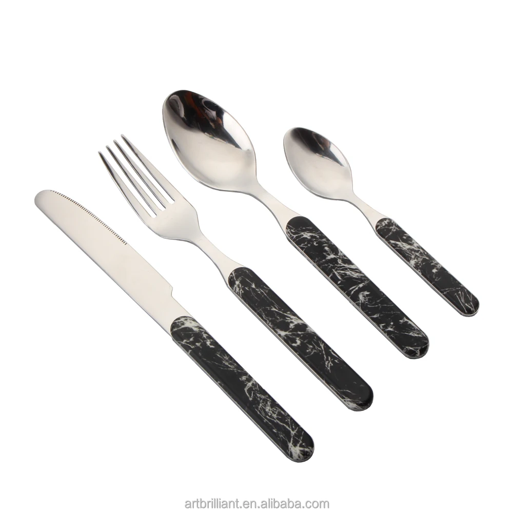 

New luxury flatware knife fork spoon spoon fork stainless steel kid cutlery plastic handle, Customized