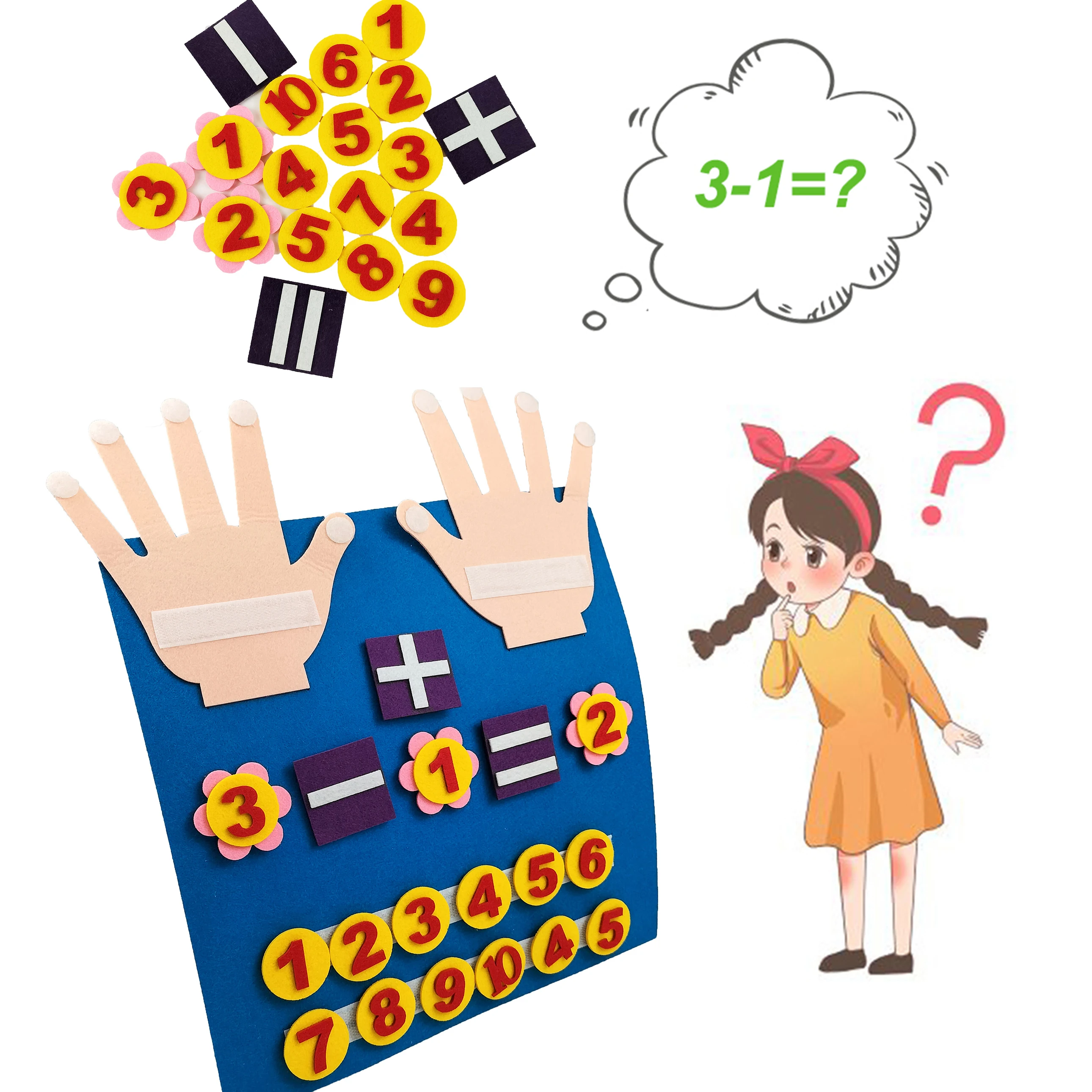 

Kindergarten toys Addition and Subtraction Children's Education Felt toy set finger number counting math board for kids