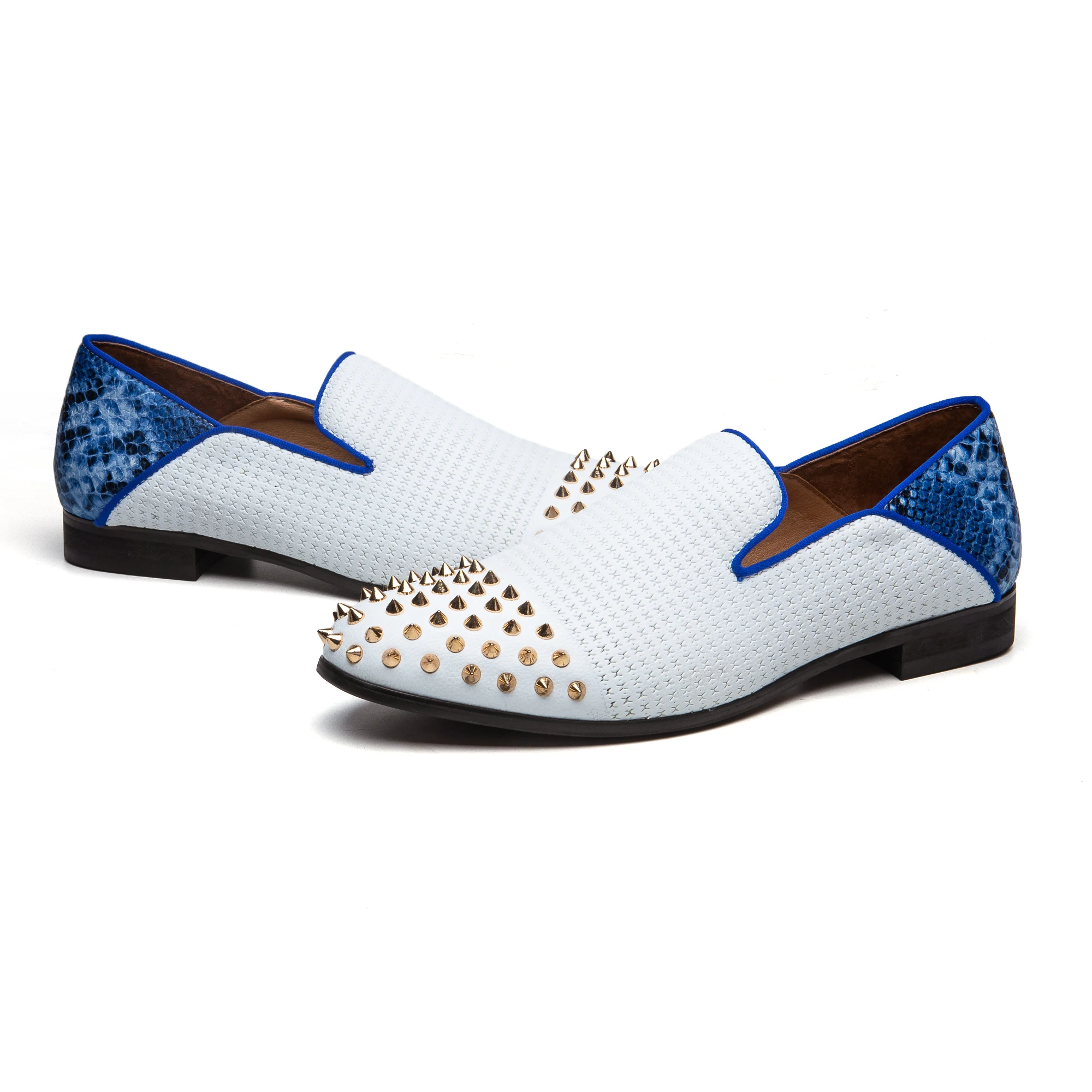 

Men Fashion Personality Loafers Solid Slip On Leather Shoes Man Wedding Shoes