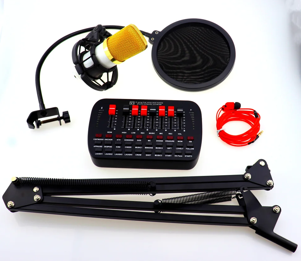 

New Studio Equipment Audio Music Recording Sound Card microphone kit, Black