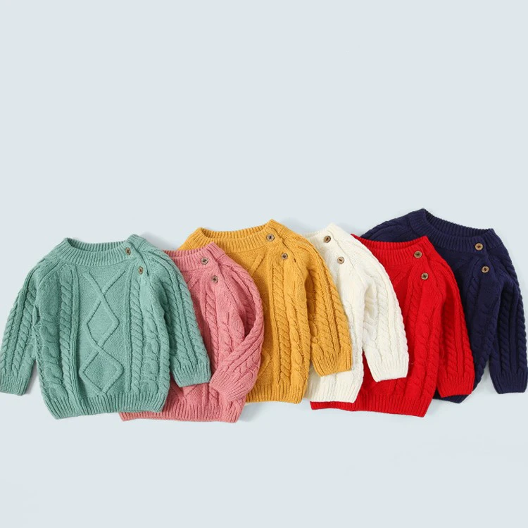 solid cable knitted thickening knit baby sweaters winter baby clothes kids pullovers