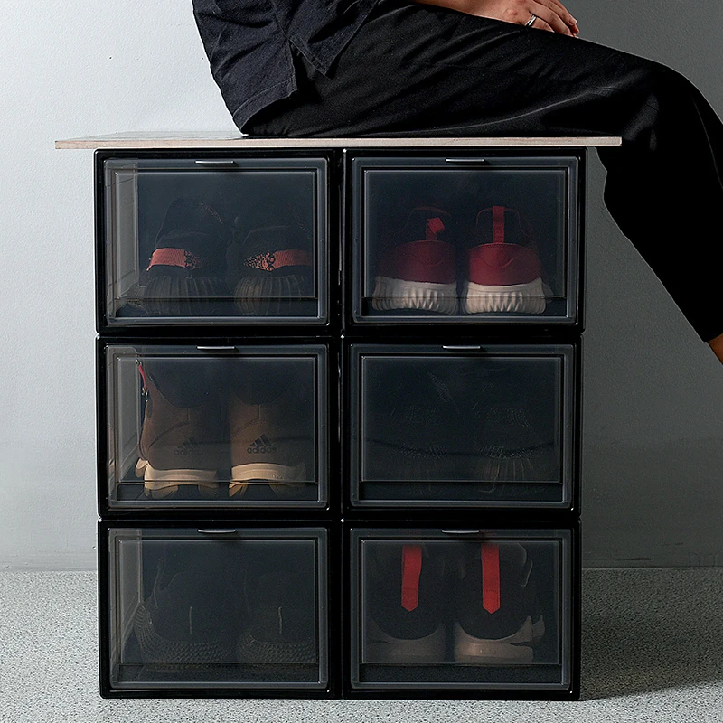 
Haoyijia Factory Sneakers Acrylic transparent Storage Box stackable plastic shoes storage box AJ basketball shoes collection box 