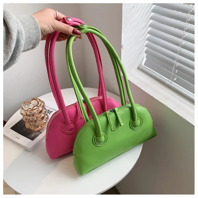 

French Style Long Handle Shell Shape Ladies Leather Bag Fashion Shoulder Bags for Women 2021, 5 colors