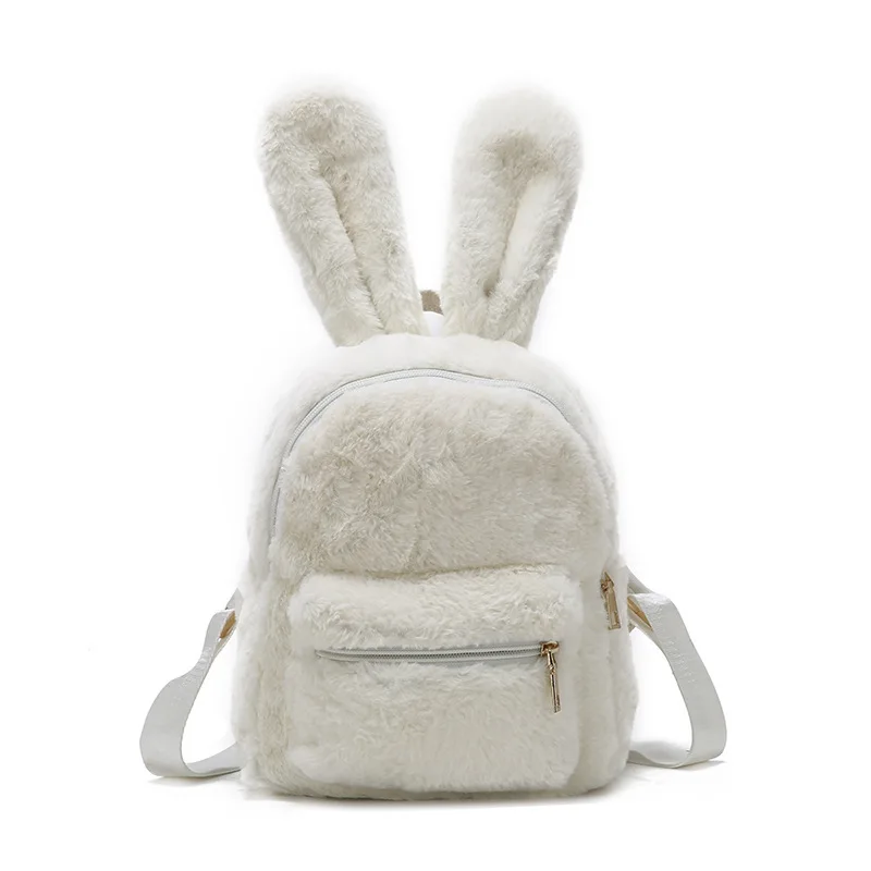 

2021 Wholesale mochilas Bunny Fur Schoolbag Kids Rabbit Ear Satchel Shoulder Bagpack Cute Plush Backpacks for Girls