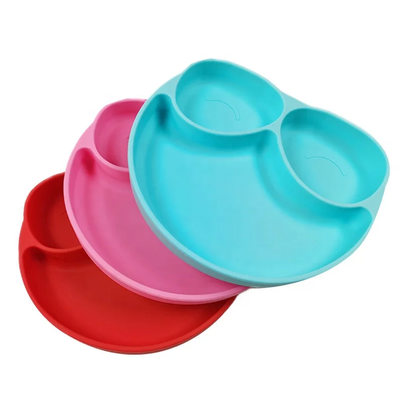 

Non-Slip Divided BPA Free Baby Silicone Suction Plate Food Placetmat For Infants, Toddlers, Blue/pink/red/green or customized