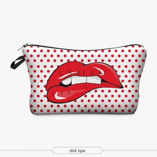 

lip shaped cosmetic bag 3d print cosmetic bag high quality wholesale travel makeup cases with zippers pouch purses wallets, Picture