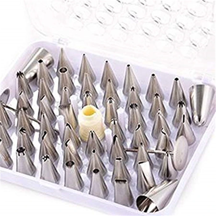 

55 Piece Stainless Steel Pastry Nozzle Tips Cake Decorating Icing Piping Nozzles Set Cake Decorating Nozzles, Sliver