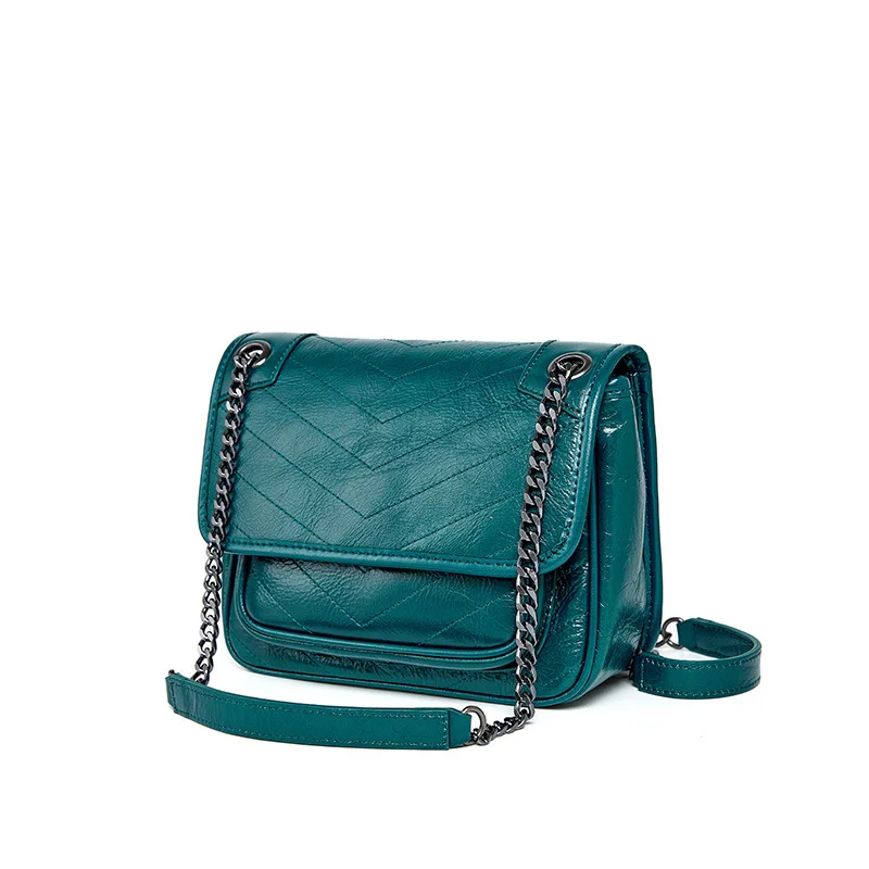 

Chain Shoulder Messenger Bags Ladies Small Square Crossbody Real Leather Bags Women Handbags, Black, blackish green, army green, wine red, brown