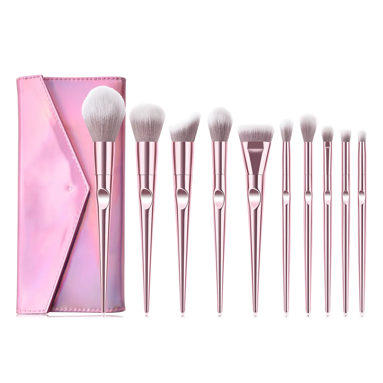 

OEM Custom Logo Wholesale 10pcs Luxury Bling Makeup Brushes Set Cosmetic Makeup Brush set with case, Customized color
