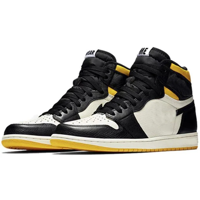 

1 Retro High NUG Not For Resale Yellow Sneakers Fashion Casual Sports Shoes Basketball Shoes with Box, Yellow and black