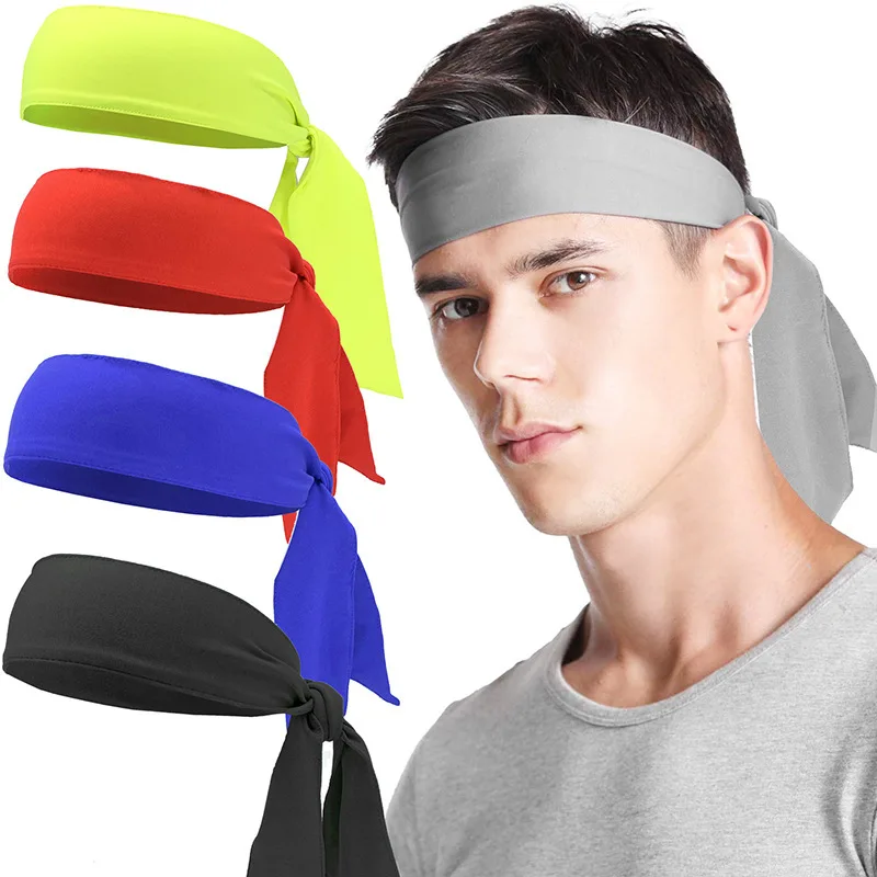 

Wholesale Custom Tennis Workout Run Fitness Sweatband Elastic Sports Tie Back Headband For Men Women