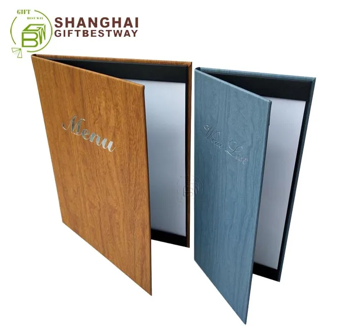 Hi Quality Genuine Leather Menu Covers A4 Pu Wood Menu With Low Moq