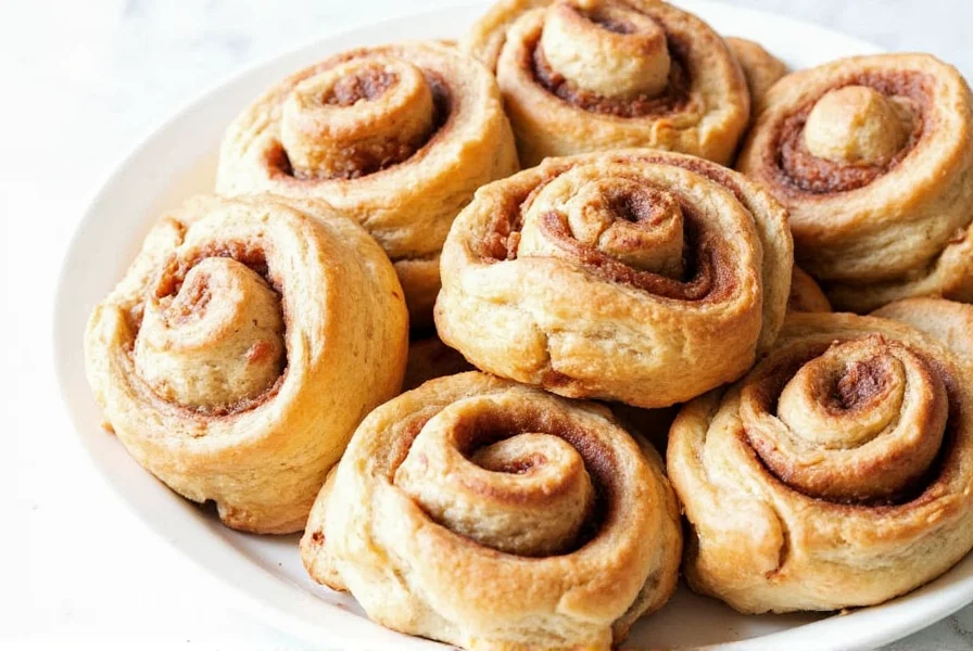 Homemade chai cinnamon rolls with chai tea glaze on wooden board
