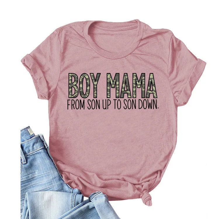 

2021 Newest Design Camouflage BOY MAMA Letter Women T Shirt