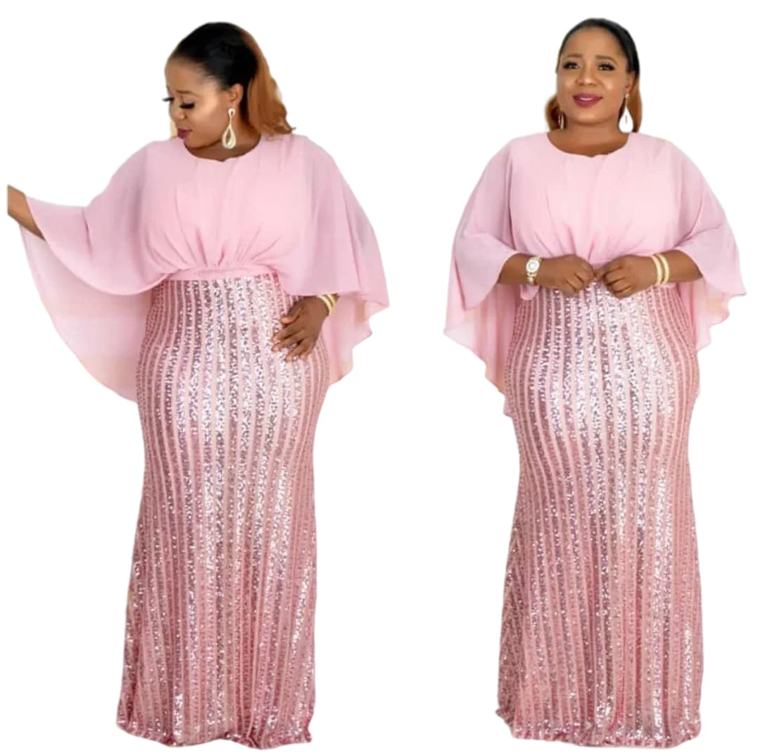 

Plus Size Ladies Clothes African Dresses Batwing Sleeve Sequins Dashiki Dress Evening Gowns For Women, Customized color