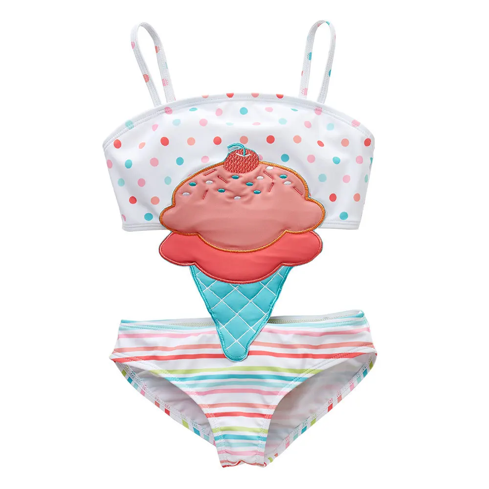 

Cartoon Baby Girls Swimwear Summer Ice Cream Printed Kids Swimsuit Bathing Suits