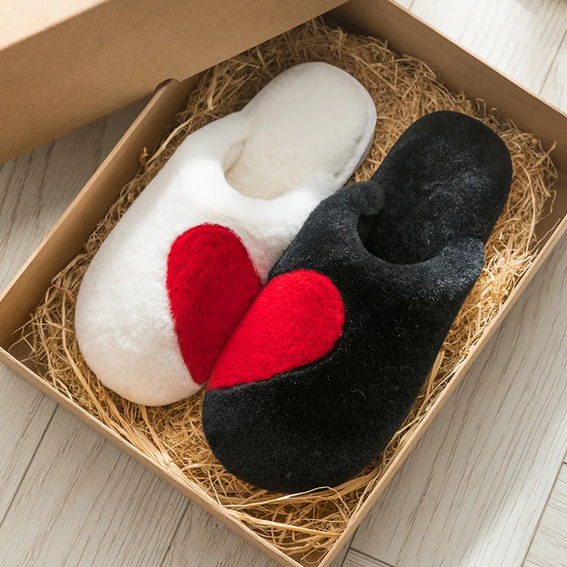 

Love Couple Warm Slippers Female Winter Home Indoor A Pair Of Cute Plush Cotton Male Autumn And
