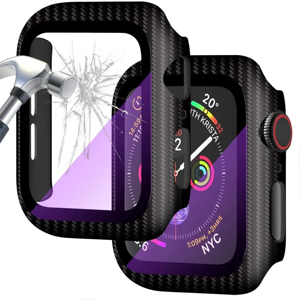

Carbon Fiber Bumper+Screen Protector Watch Film Cover Watch Protector for Apple Watch, Optional