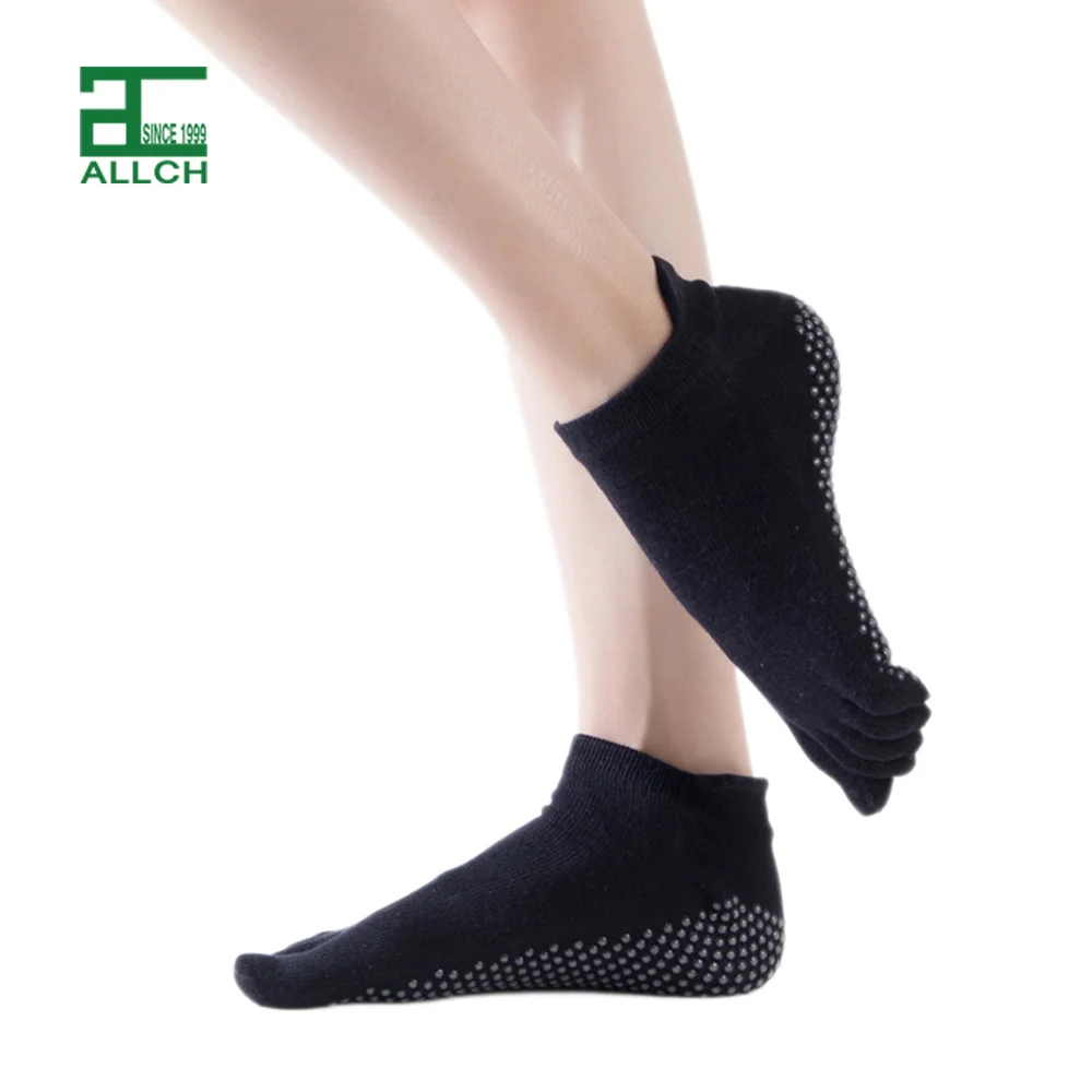 

ALLCH RTS Women Summer Super Soft Five Finger Toe Plain Non Slip Sports Bamboo Yoga Socks For Pilates, Picture shown