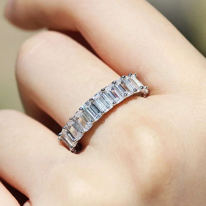 

2021 Original Trendy Brass Zircon Diamond Big Gift Rings For Women Engagement White Gold 18k Jewelry Square Rings
