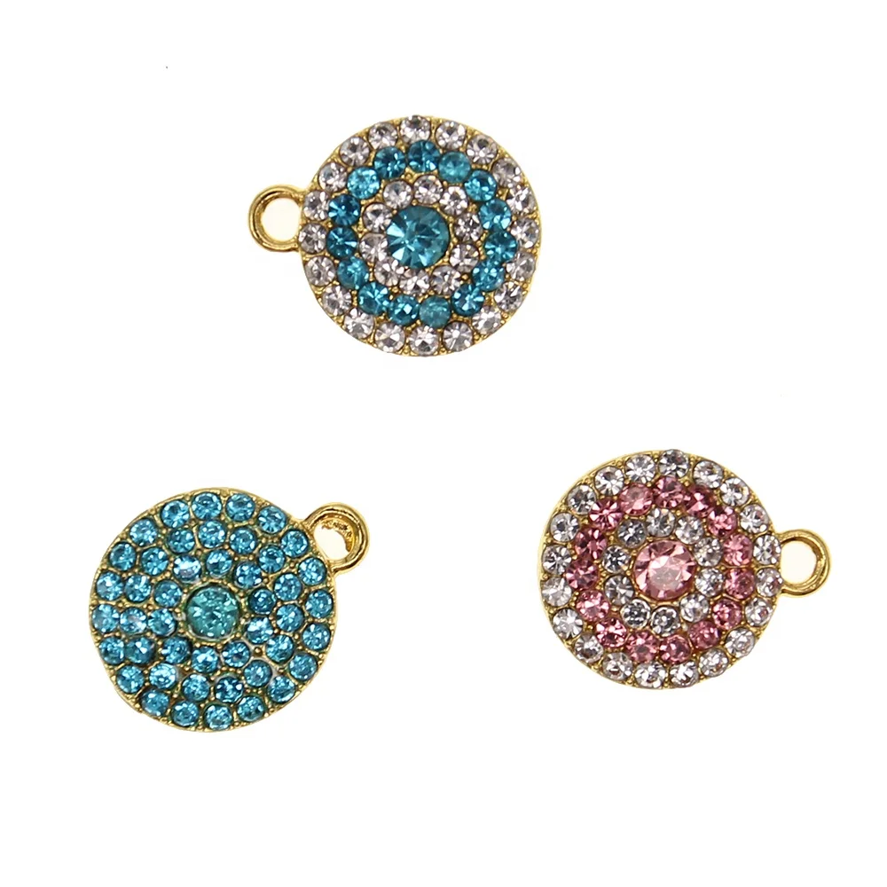 

Cute Mini Bling Rhinestone Crystal Muslim Islamic Round Evil Eye Shape Baby Pin Charms for Kids/DIY Jewelry Making, Various, as your requsts