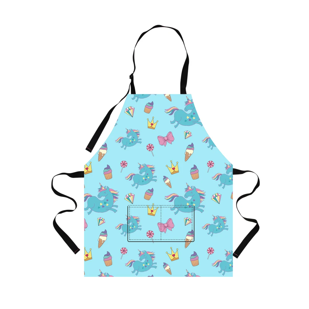

unicorn heat transfer printing waterproof kitchen aprons for women, As the picture show