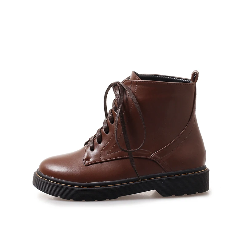 

Winter new leisure round head waterproof table Lace-up women's booties