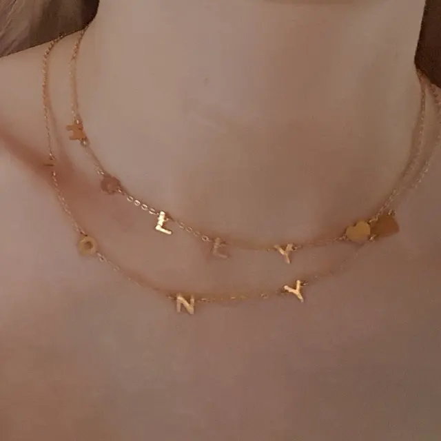 Olivia 18k Gold Dainty Initial Necklace Personalized Bridesmaid Initial 