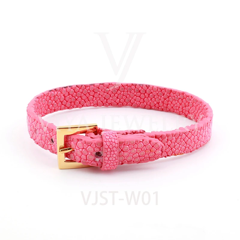 

Luxury Women Flat Genuine Stingray Leather Wristband Bracelets Supplier