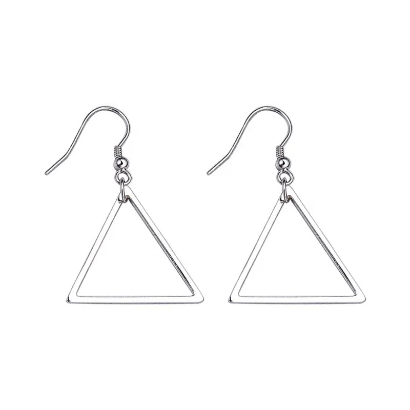 

Personality Geometry Design Triangle 925 Sterling Silver Drop Earring, White
