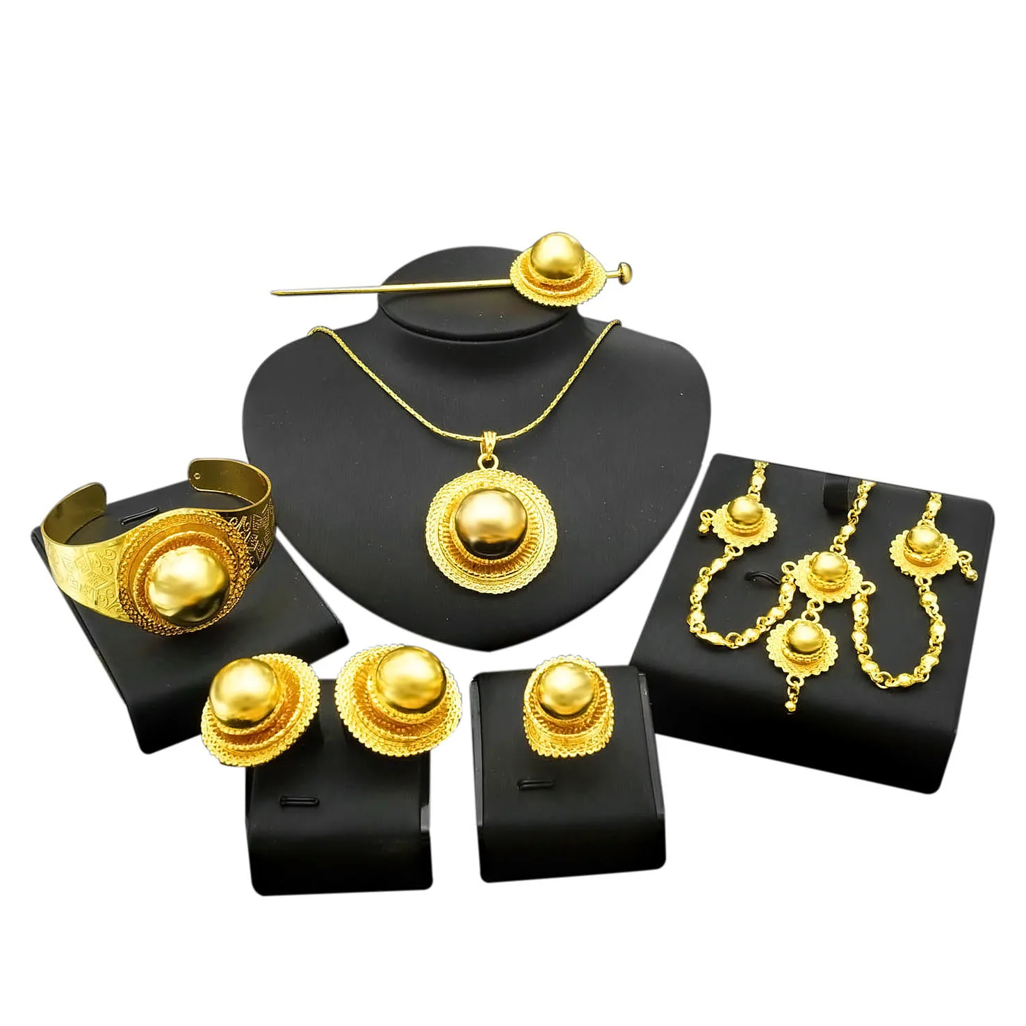 

Yulaili Ethiopian Gold Trendy Eritrean Habesha Wedding Party Jewelry Sets African Traditional Wedding Jewelry Set HD17101451