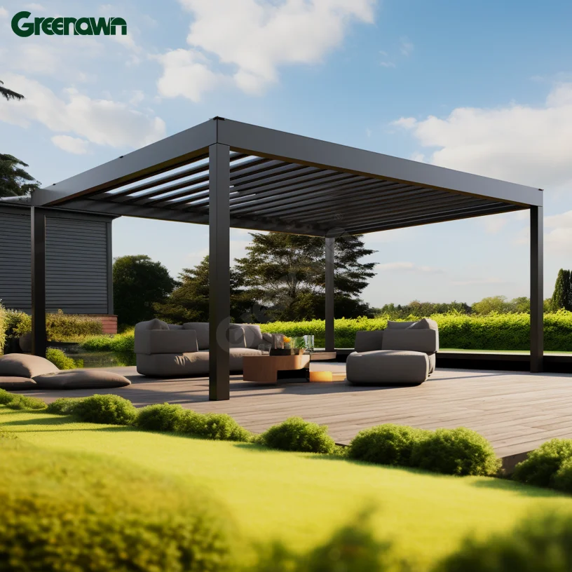 

OEM for well-known brands 3X3 3X4 4X4 6X4m Outdoor Waterproof Bioclimatic Cover Aluminum Louvered Pergola
