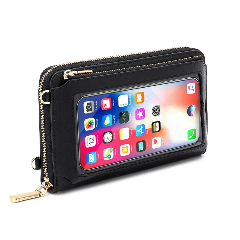 

New mini hand bags women Mobile Phone Wallet purse Small trendy ladies Shoulder Transparent Touch screen cross body bags, 14 colors