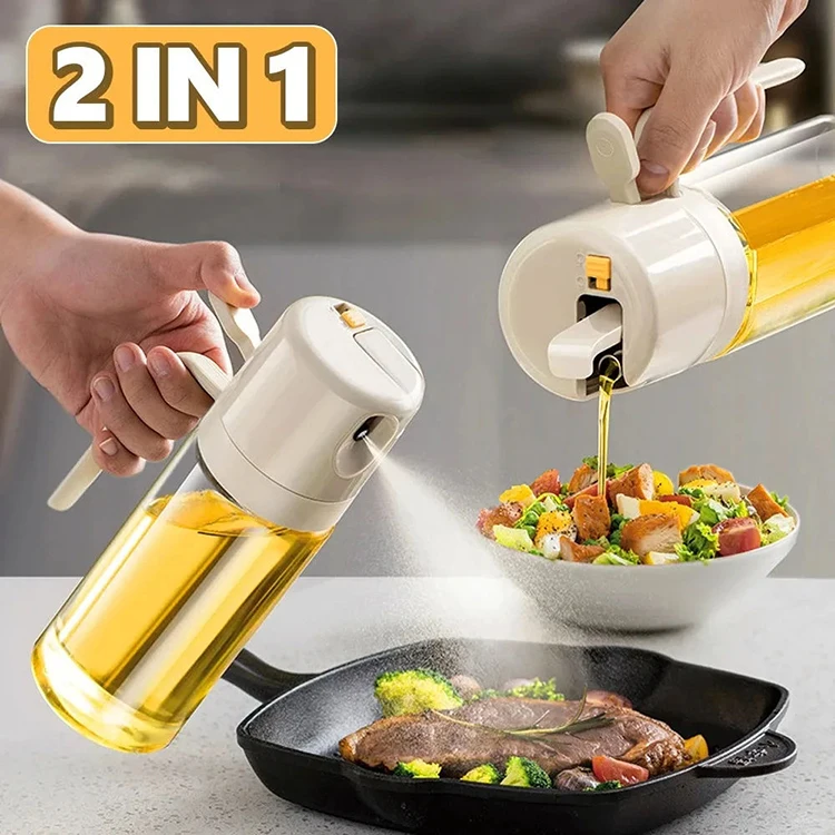 Hot Selling 2 in 1 High Quality 550ml Kitchen Glass Spray Bottle BBQ Olive Oil Sprayer Bottle for Cooking