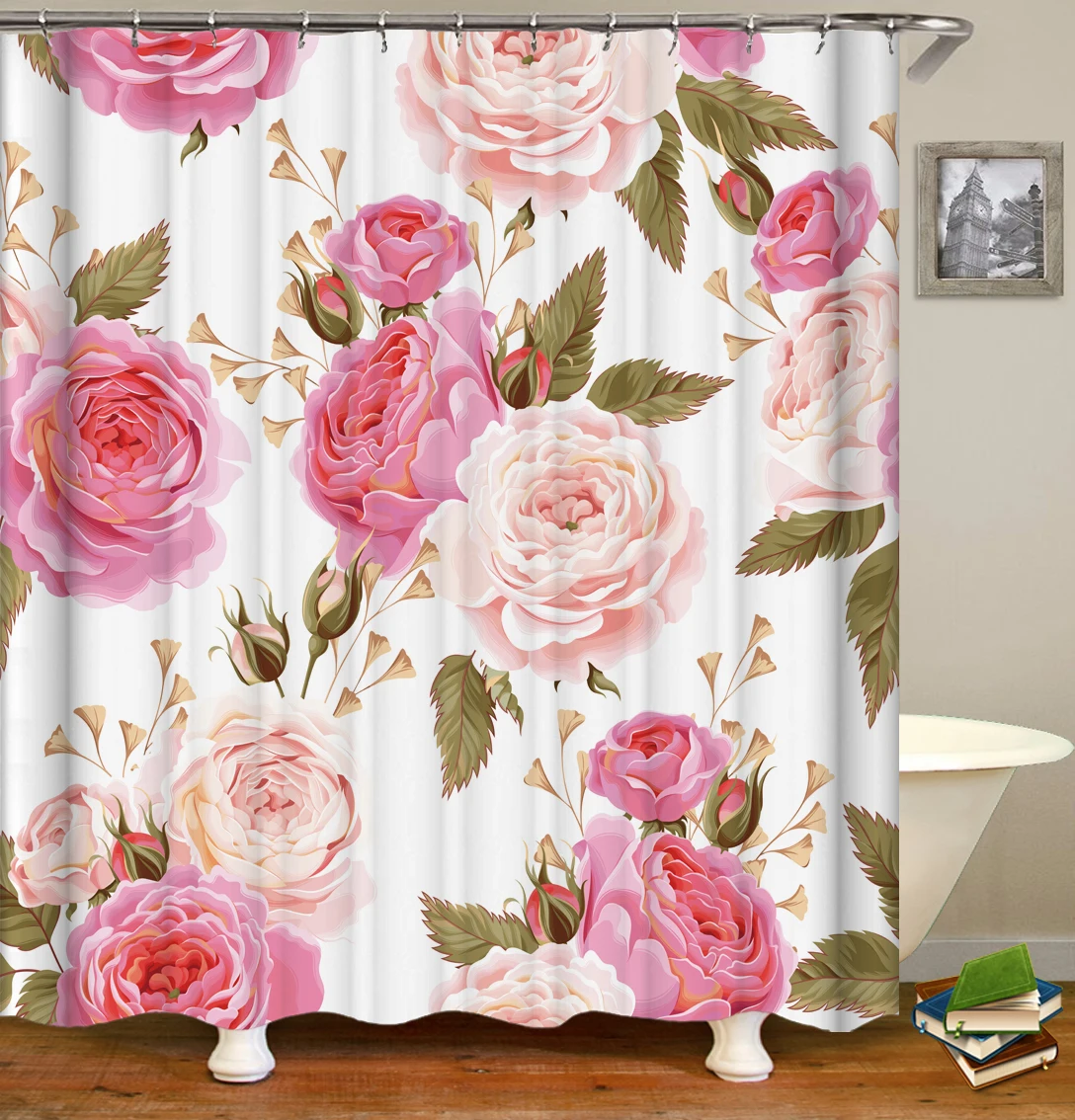 

Drop shipping, modern floral shower curtain, exquisite polyester shower curtain/, Customized color