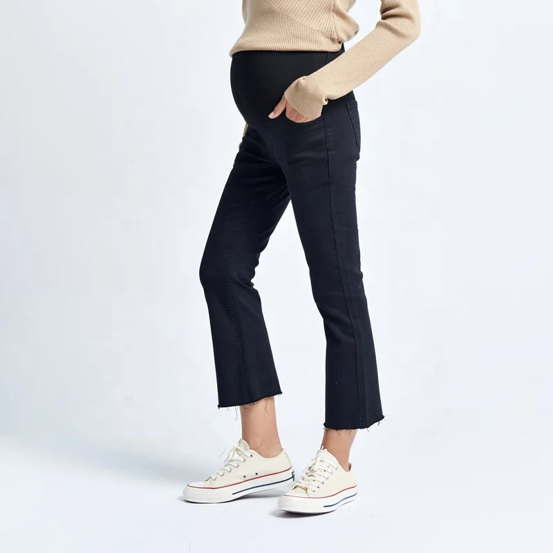 

Plus Size Slim Jeans Pregnancy Stretched Trouser Adjustable Waist Maternity Denim Pants For Pregnant Women, Black