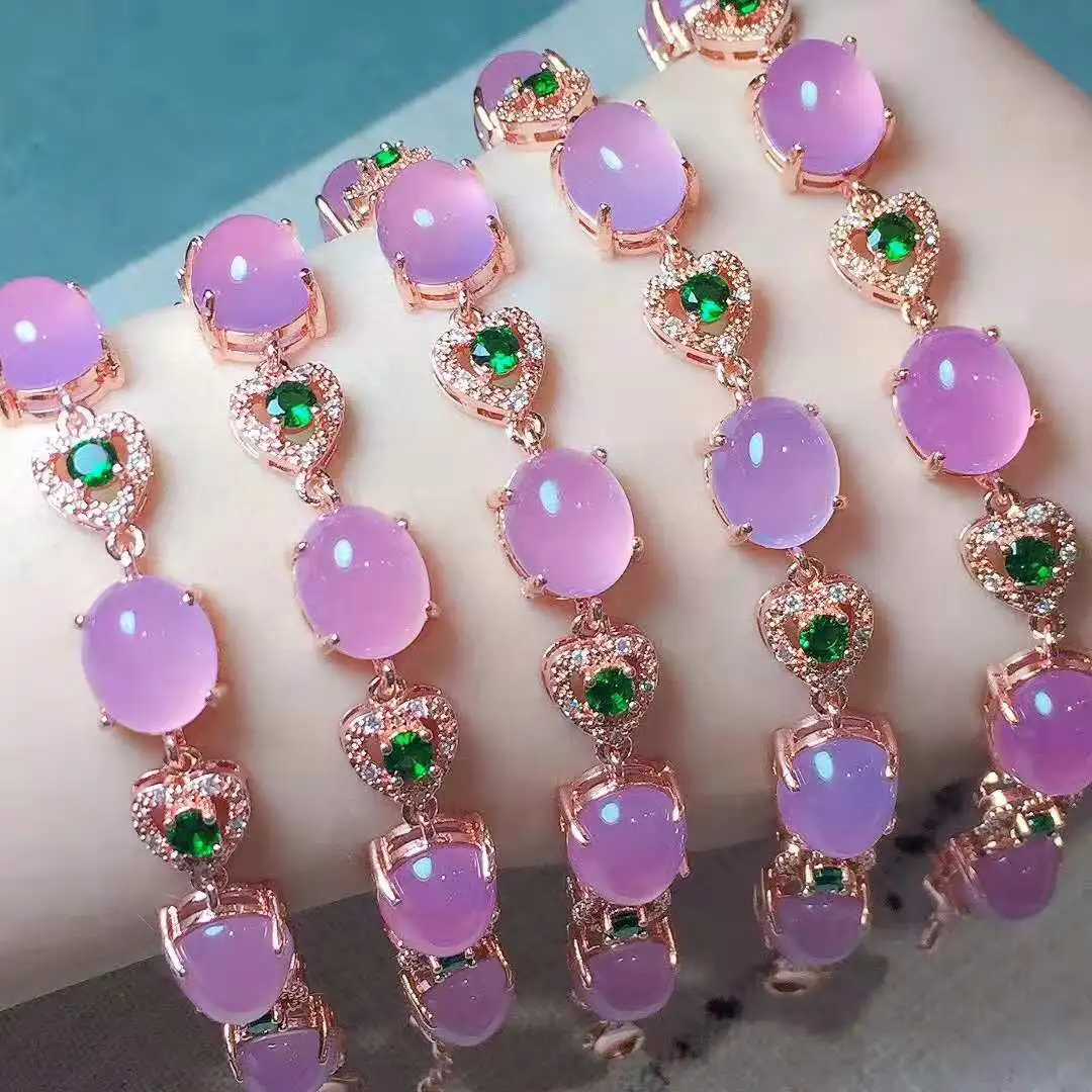 

Jialin Jewelry jade bracelet Pink Crystal bracelet for women hand ornaments bangle