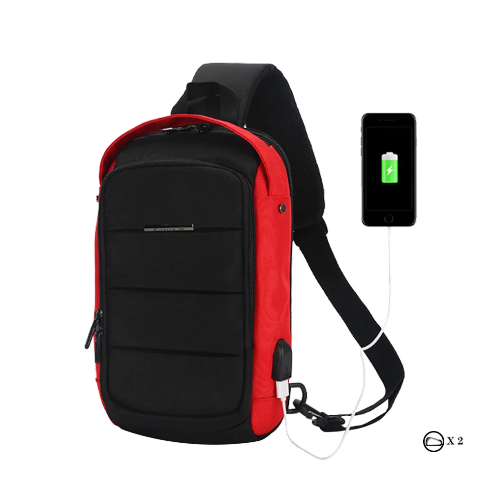 Sling Bag Shoulder Backpack CrossBody Chest Bags Daypack with USB Charging Port