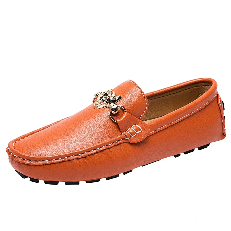 

Classic Style Men Casual Leather Loafers driving Shoes, Black/white/blue