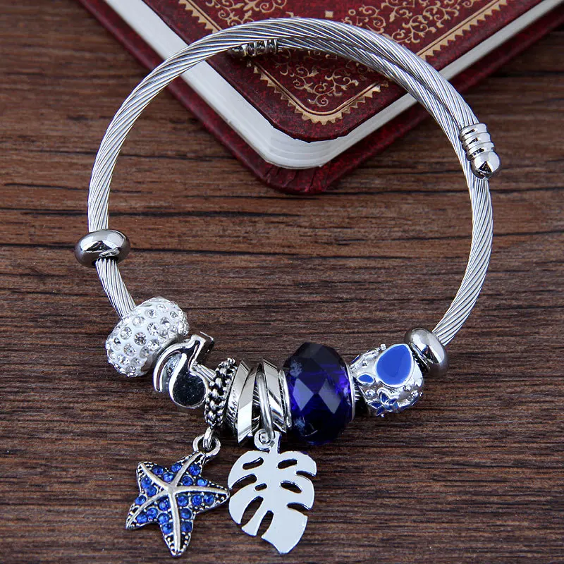

European and American fashion metal leaf starfish bracelets simple personality multi-element accessories personality bracelet, Picture