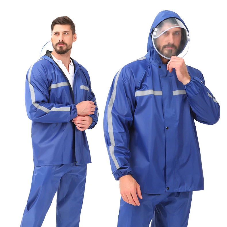 

Custom Universal Casual Rainproof Suit Reflective Raincoat Waterproof, Black blue red