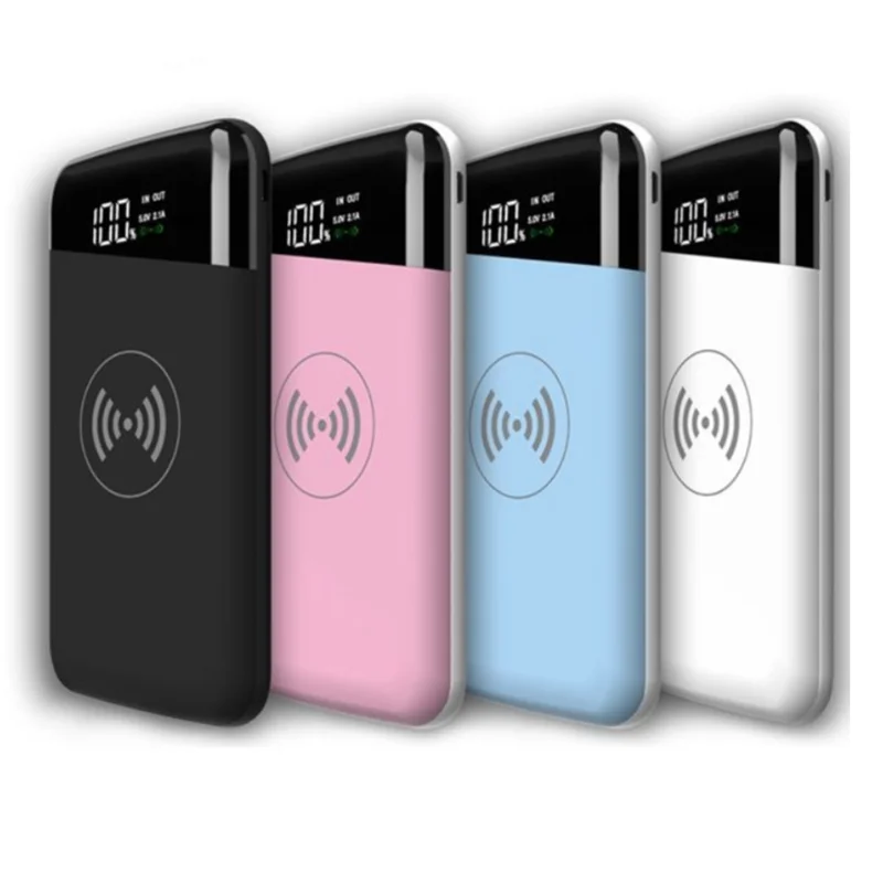

2020 Best Seller Wireless Power bank 10000mAh With Digital LED Display Premium Wireless Charger 5W, Black,white,pink,blue