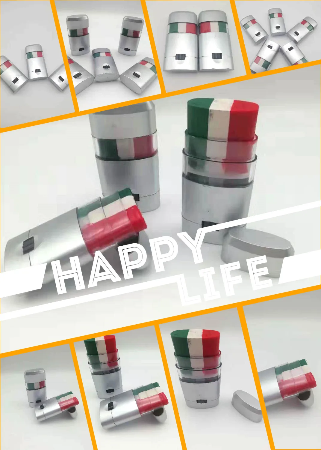 Easy Wash Off Rainbow Nontoxic Flag Face Paint Fan Brush Face And Body