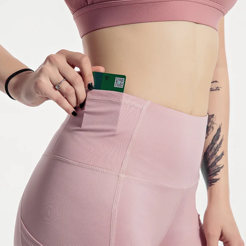 

High Waist Yoga Pants with Pocket 2021 Women Hip Lift Yoga Leggings Girls Workout Sportswear Stretch Hip Push Up Tights Pants, 4 colors