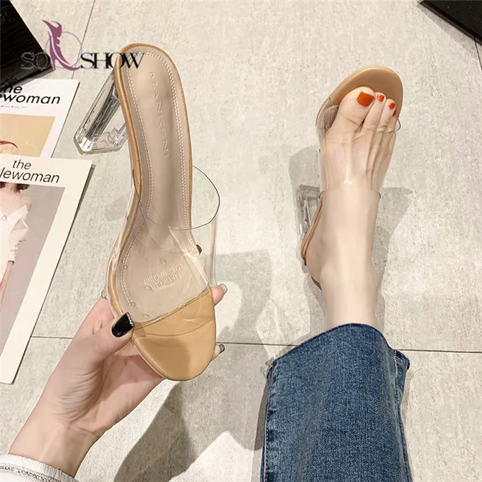 

Good quality wholesale women high heel with clear heels sandals shoes for ladies