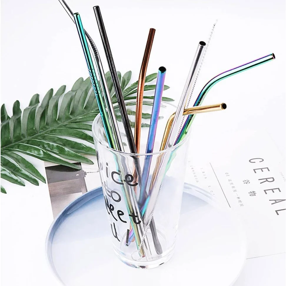 

Food Grade 304 Stainless Steel Color Metal Straw Drinking Coffee 10-piece Straw Set